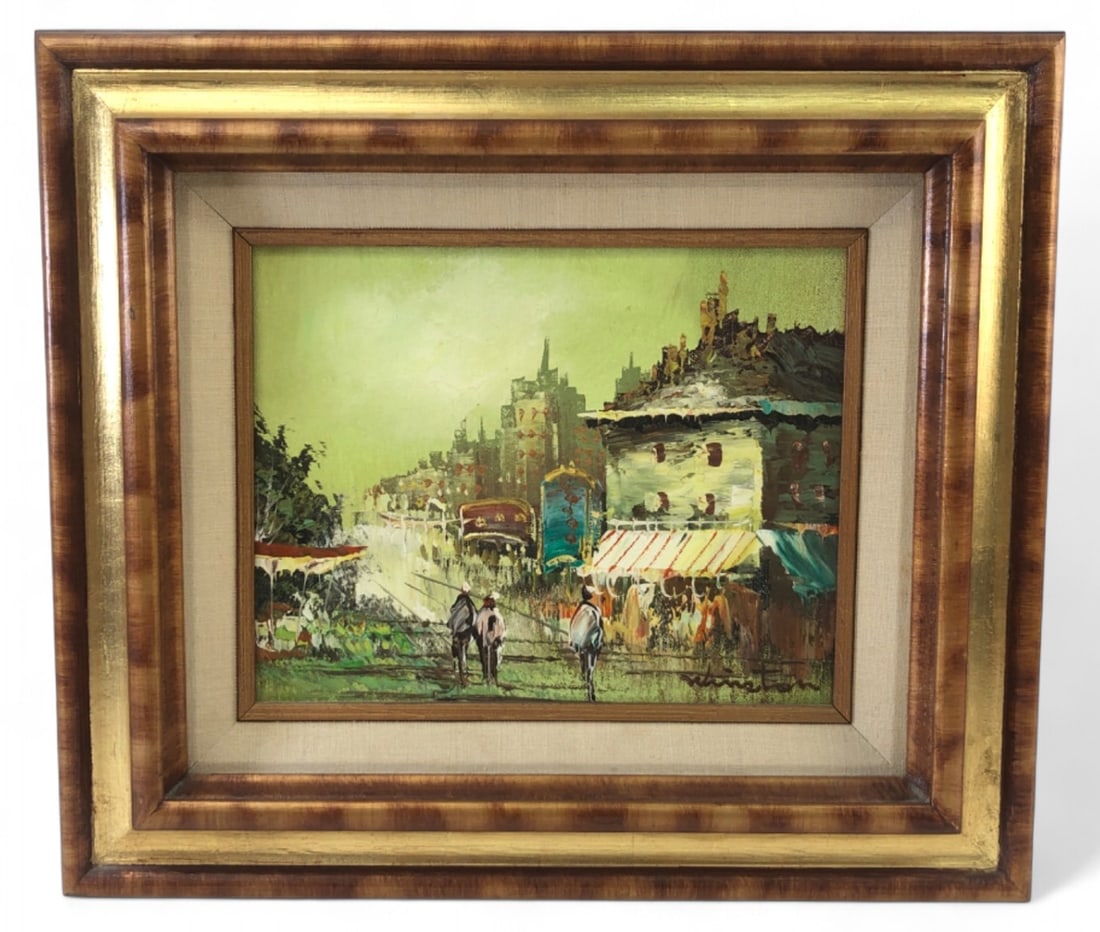 Winston Signed Paris Street Scene Oil Painting (1 of 5)
