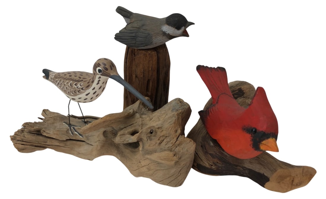 Three Carved Wood Bird Figures (1 of 7)