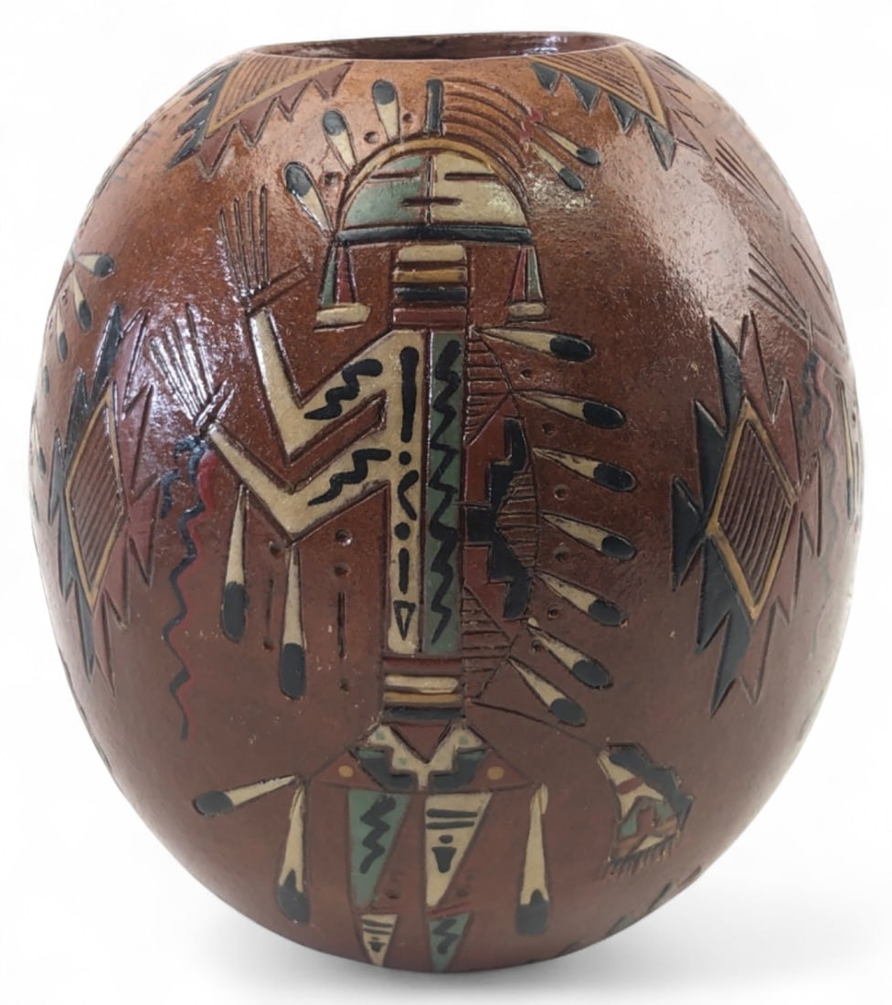 Nancy Chilly Signed Navajo Yeibichei Pot (1 of 6)