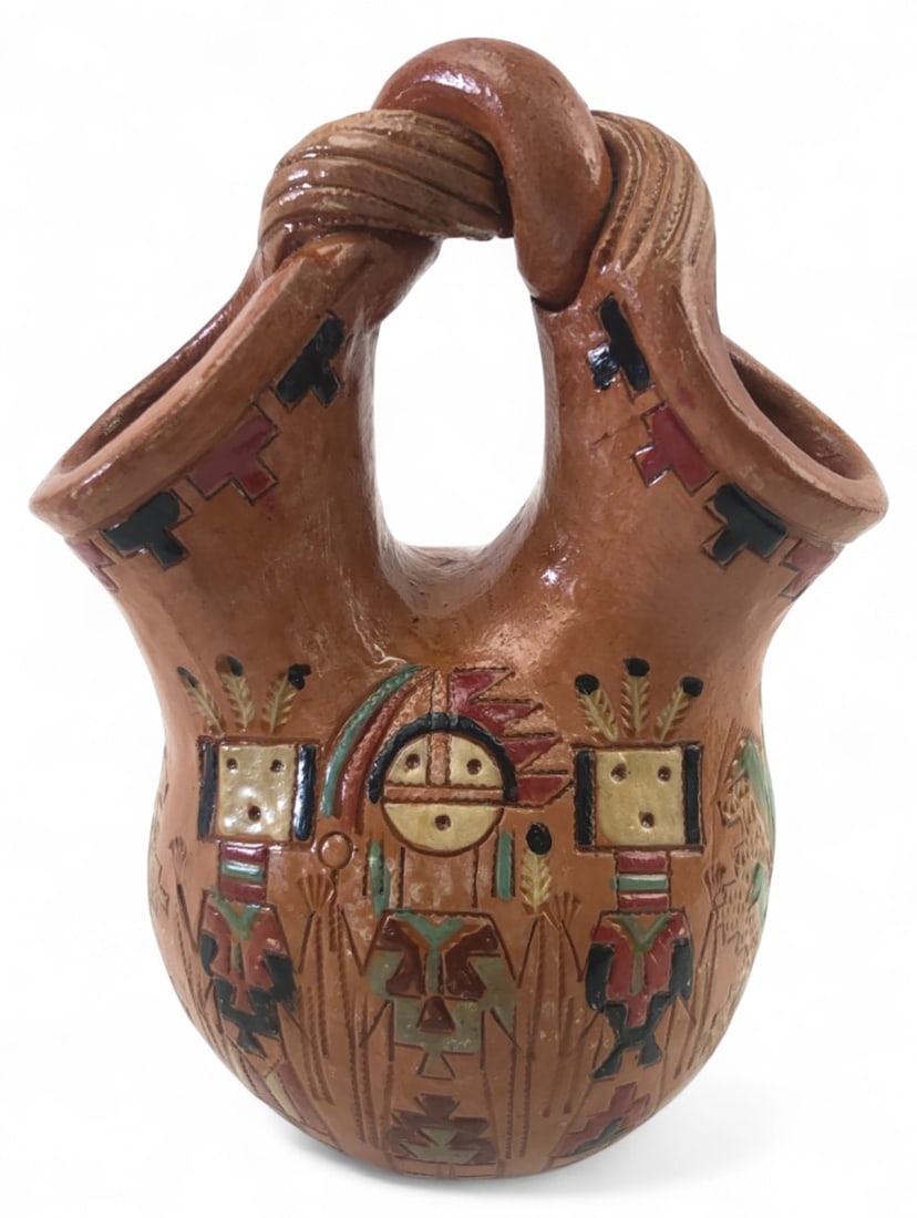 Irene & Ken White Navajo Yei Wedding Vase 6.5" H (1 of 7)