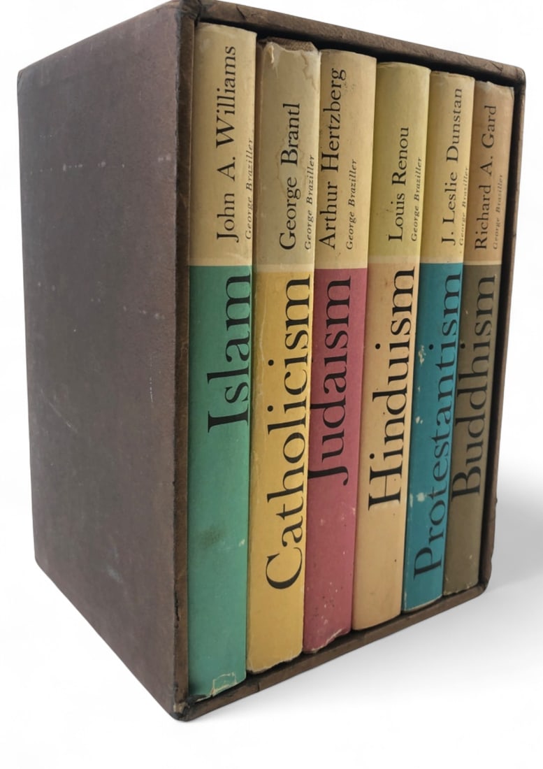 George Braziller Great Religions Book Set: 6-volume set "Great Religions of Modern Man" published by George Braziller, 1961. Includes Islam, Catholicism, Judaism, Hinduism, Protestantism, and Buddhism. Hardcovers with original dust jackets in