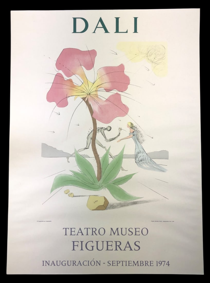 Salvador Dali Teatro Museo Figueras 1974 Poster: 1974 exhibition poster for the inauguration of Teatro Museo Figueras, featuring artwork from Salvador Dali’s Twelve Tribes of Israel portfolio . Printed in France by Mourlot. Marked "d'après