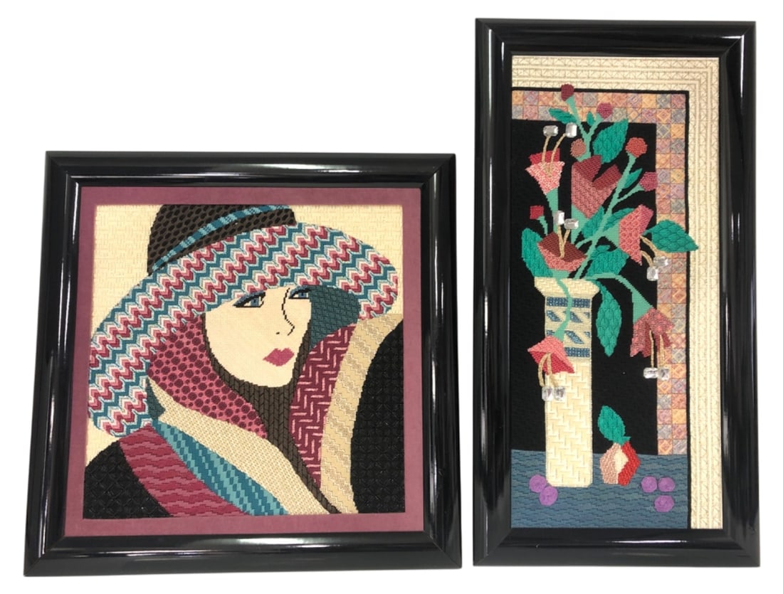 Two Framed Art Deco Style Needlepoint Artworks (1 of 6)