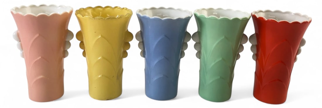 VTG Fire King Art Deco Style Vases Set of 5 (1 of 4)