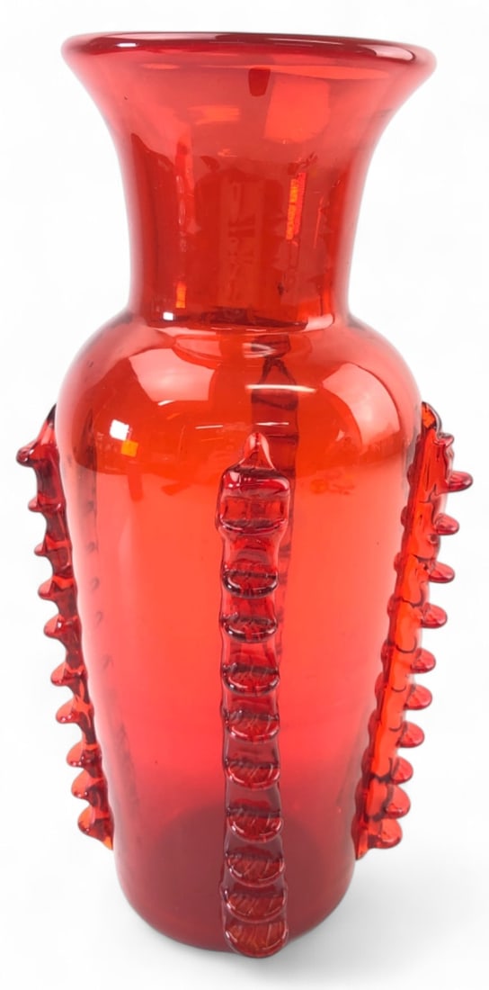 Hand Blown Red Art Glass Vase 11.25 H (1 of 6)