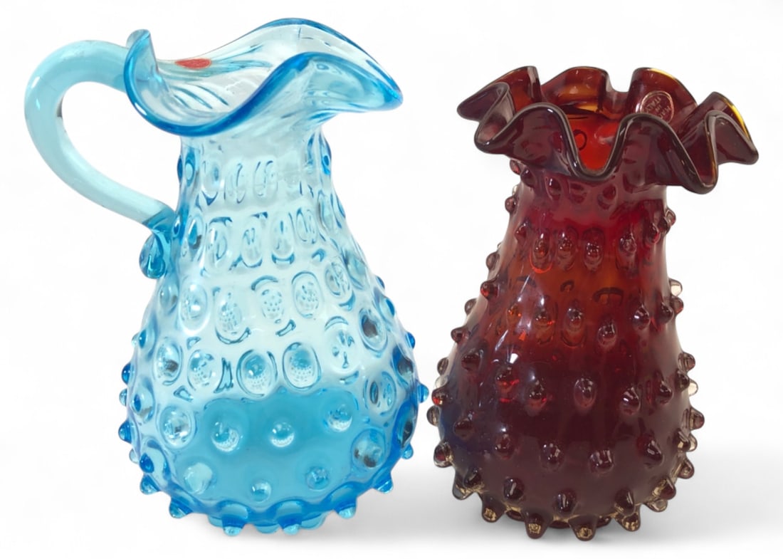 Italian Art Glass Hobnail Pitcher & Vase (1 of 8)