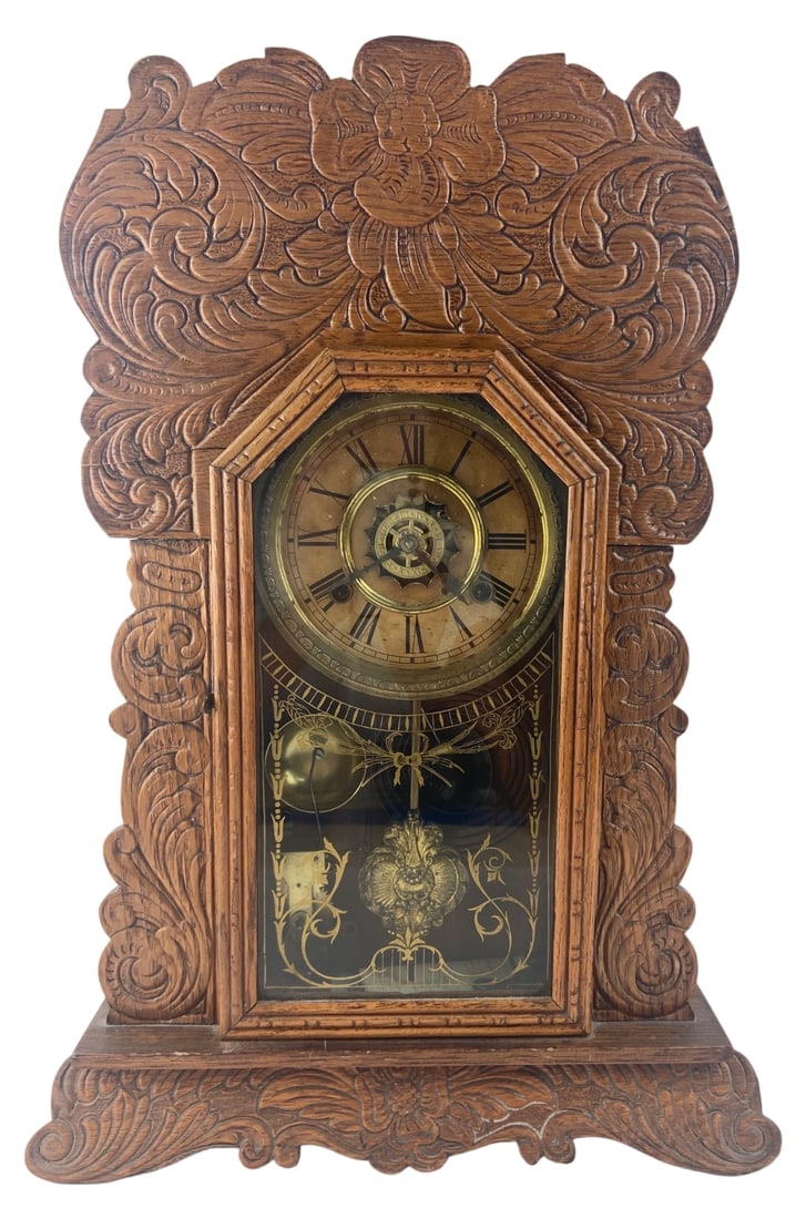 Waterbury Clock Co. Carved Parlor Clock (1 of 7)