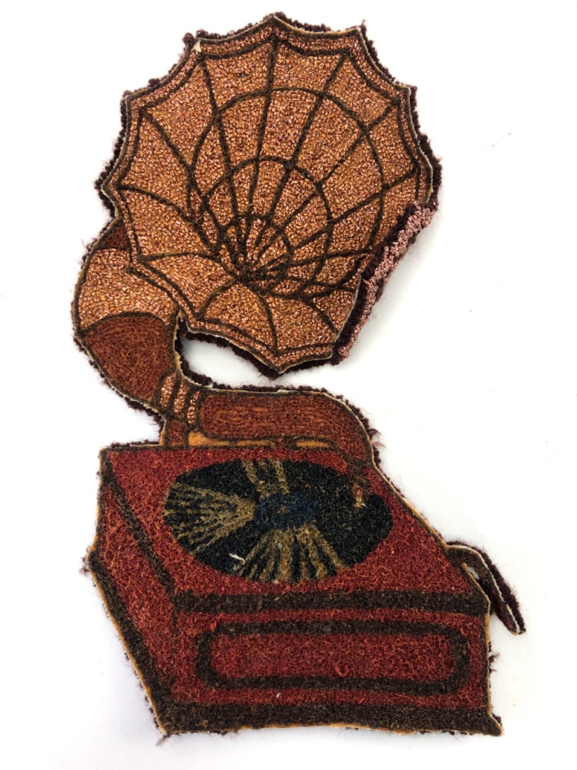 VTG Punch Needle Gramophone Applique Patch - 3