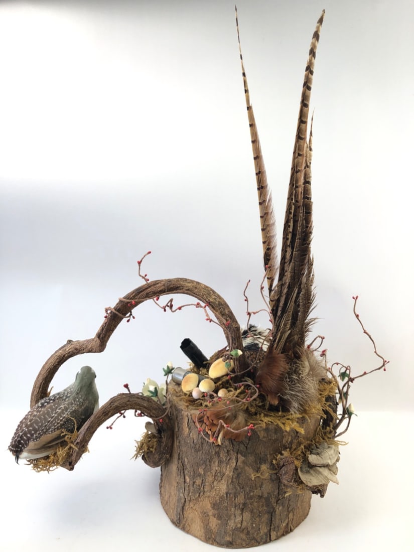 Handmade Rustic Game Bird & Feather Display - 7