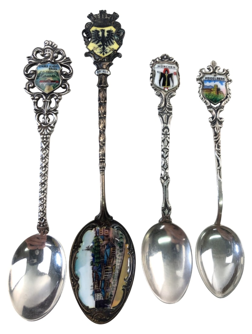 European 800 & 835 Silver Enamel Souvenir Spoons (1 of 9)