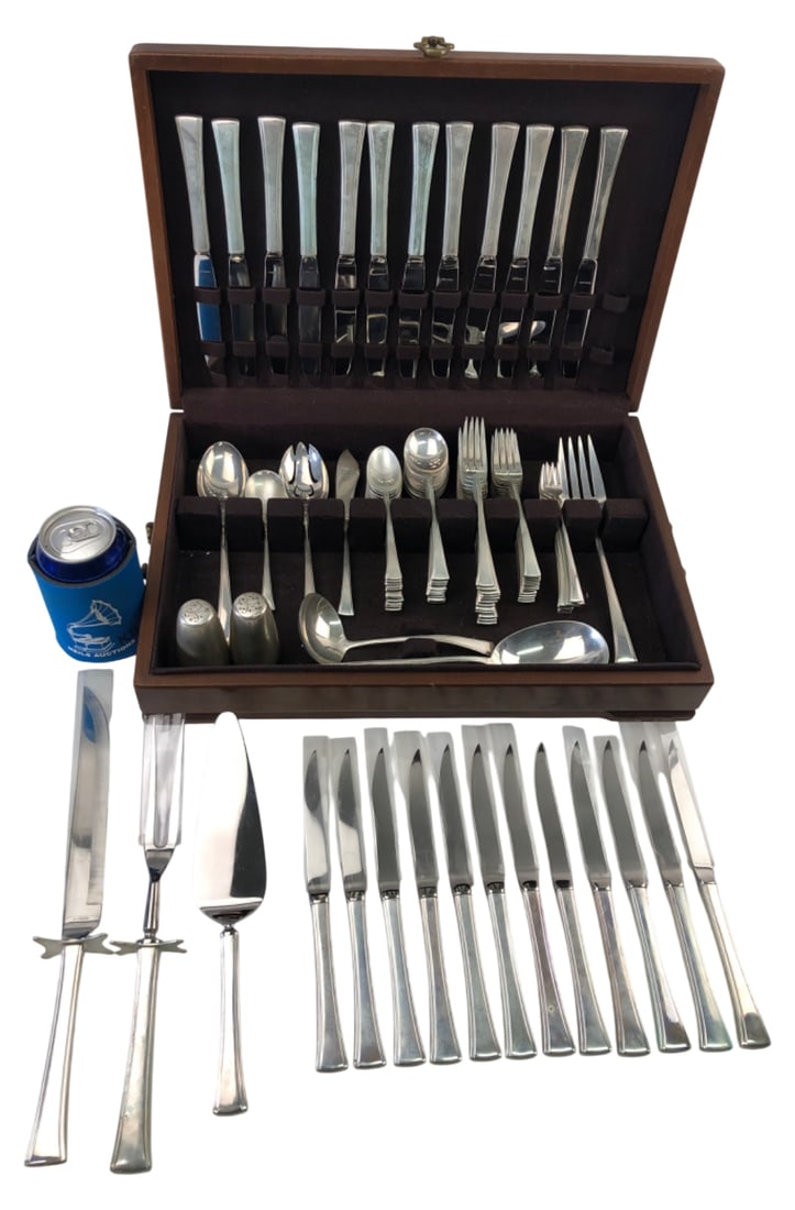 Fine Arts Sterling Silver 96pc Flatware Set - 2