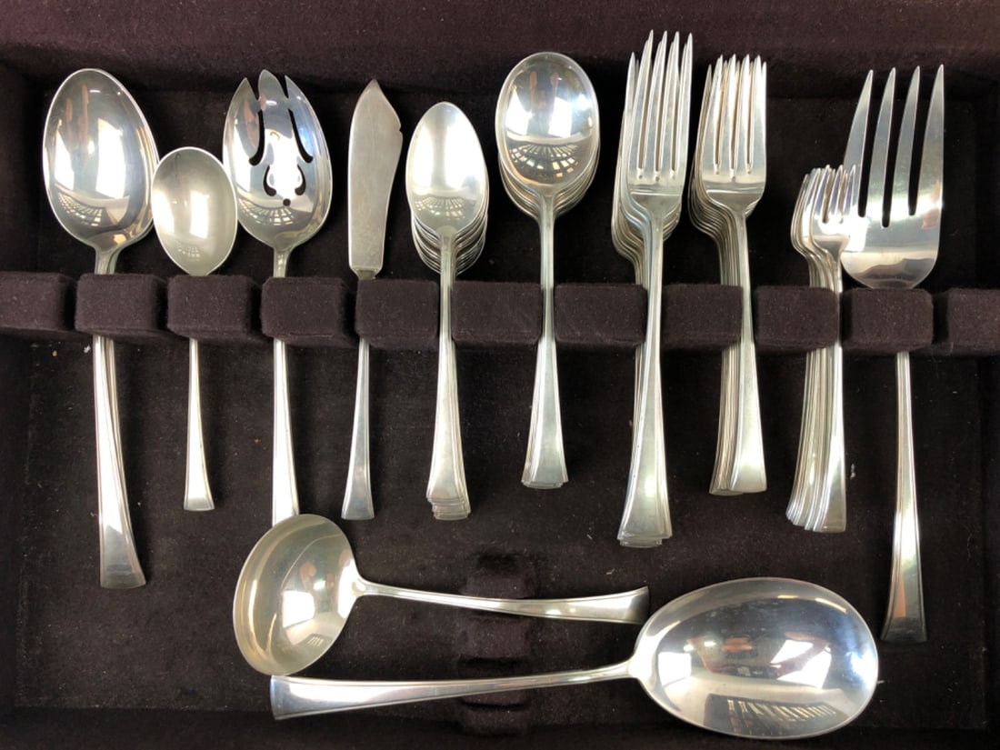 Fine Arts Sterling Silver 96pc Flatware Set - 6