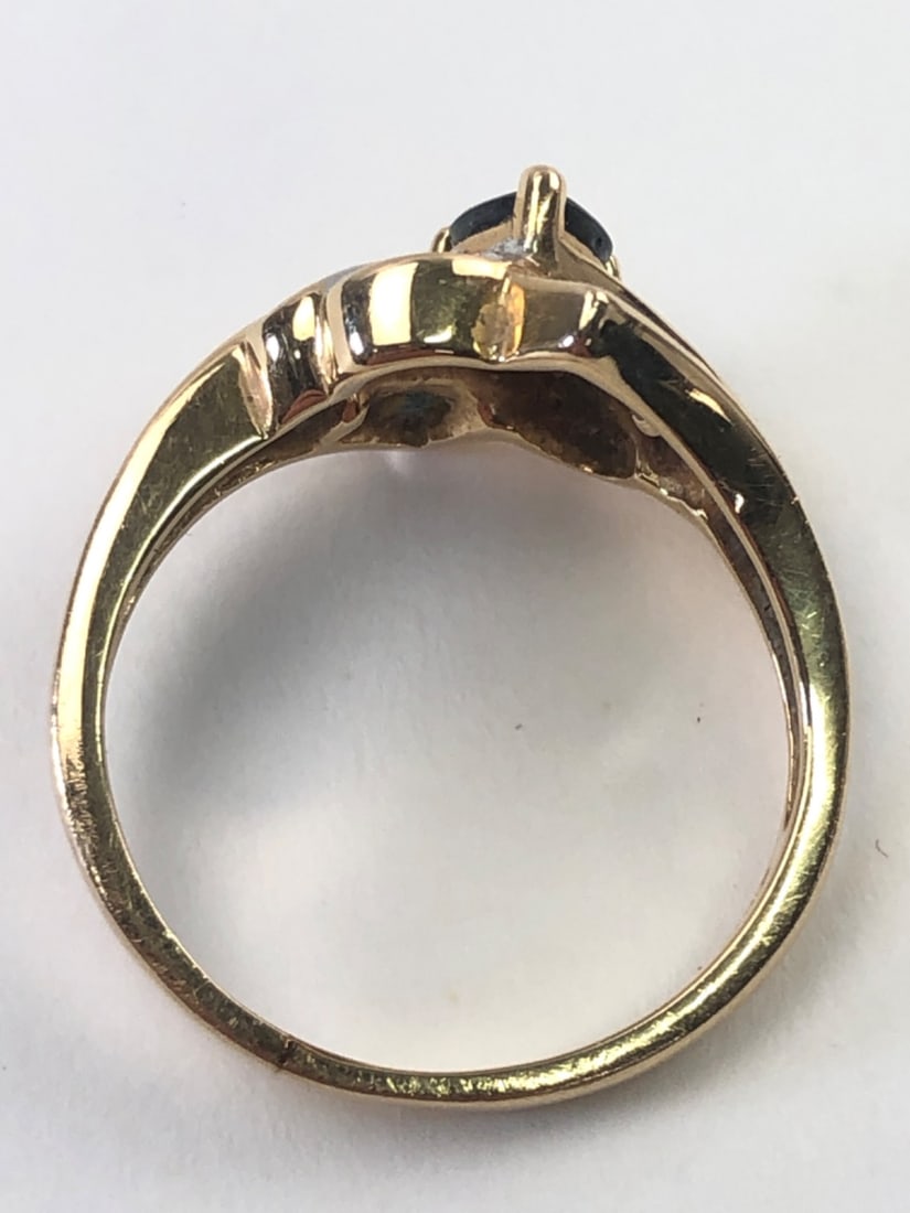 14K Gold Pear Cut Size 5 Ring - 2
