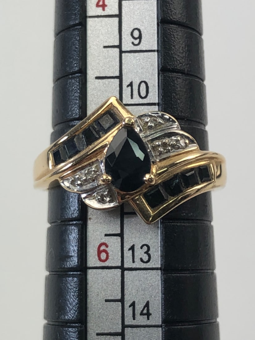 14K Gold Pear Cut Size 5 Ring - 4