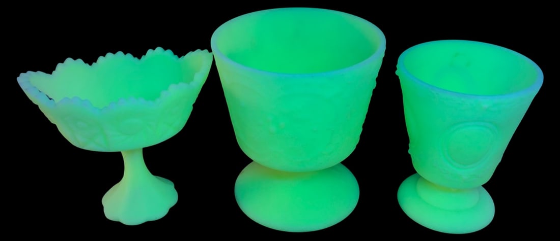 VTG Fenton Satin Custard Glass Compotes Lot of 3 (1 of 14)