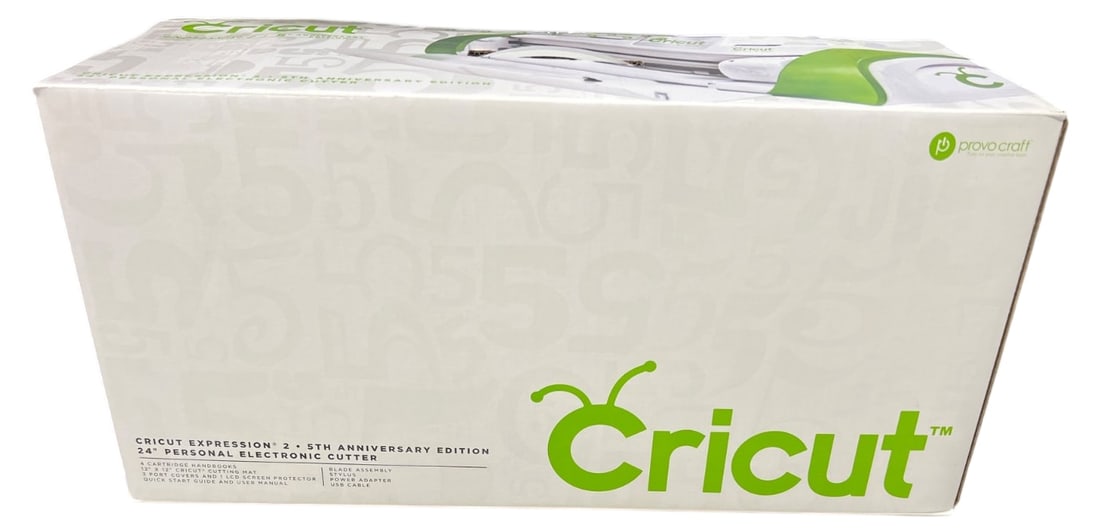 Cricut Expression 2 5th Anniversary Edition Cutter NIB unopened: Cricut Expression 2 5th Anniversary Edition 24" personal electronic cutter by Provo Craft. Features an LCD touch screen, mat preview, and multiple mat cutting capabilities. Item is housed in its