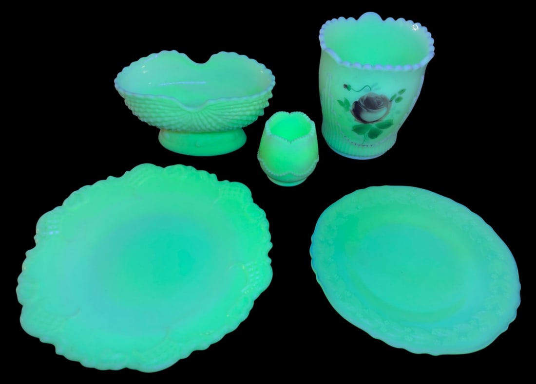 VTG 5pc Custard Uranium Glass Lot (1 of 16)