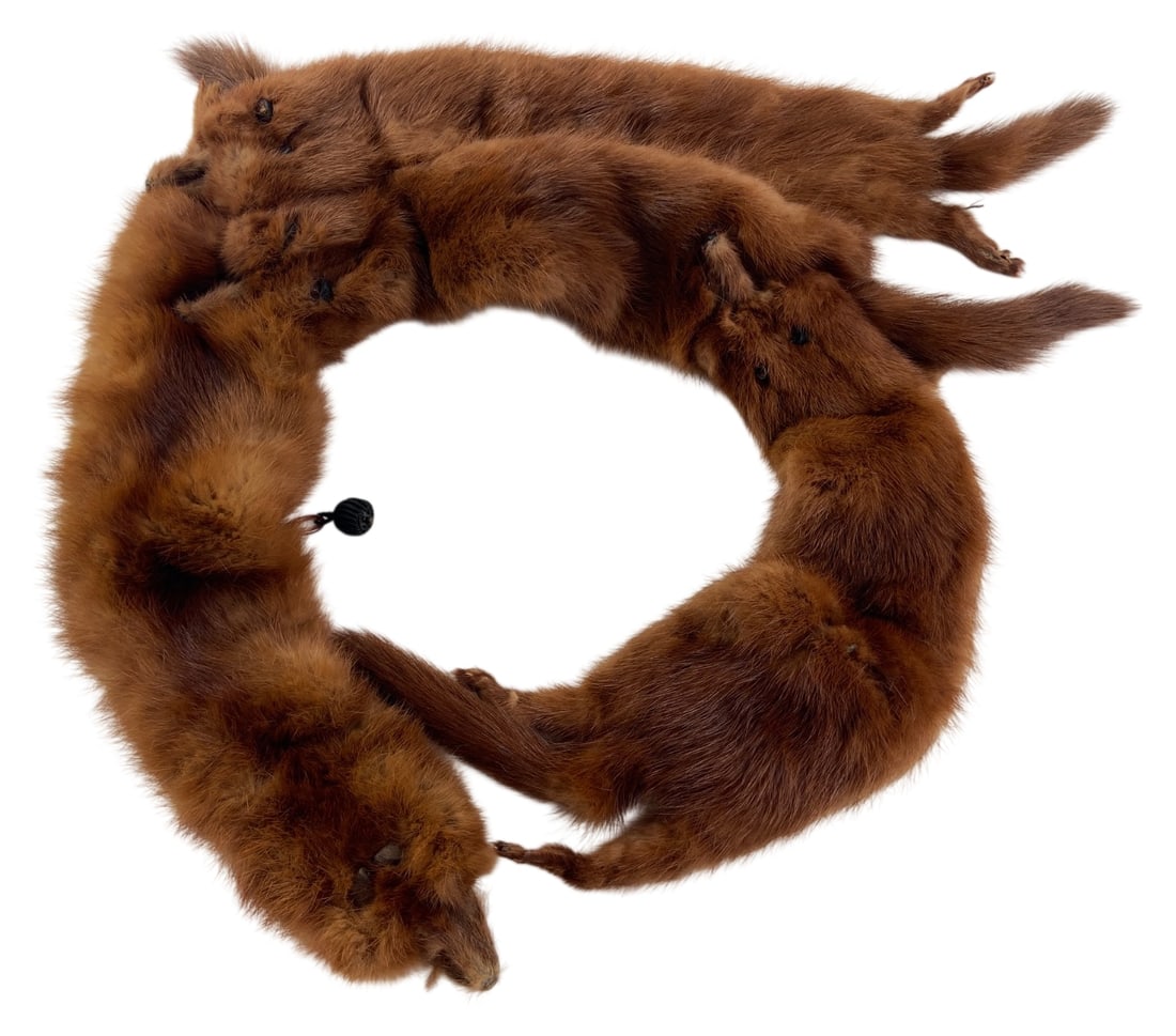 Brown Mink Fur Full Pelt Stole Wrap 40" (1 of 5)