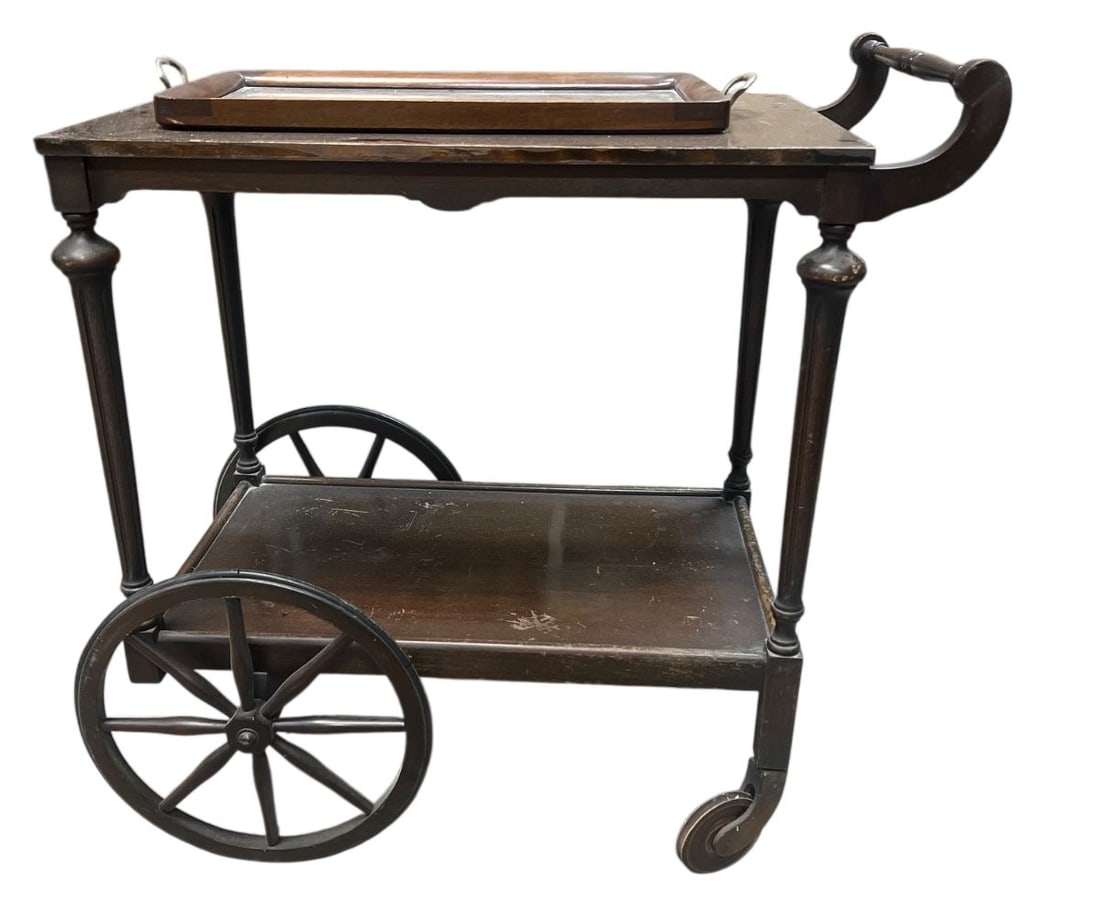 Vintage Wooden Tea Cart with Removable Tray (1 of 11)