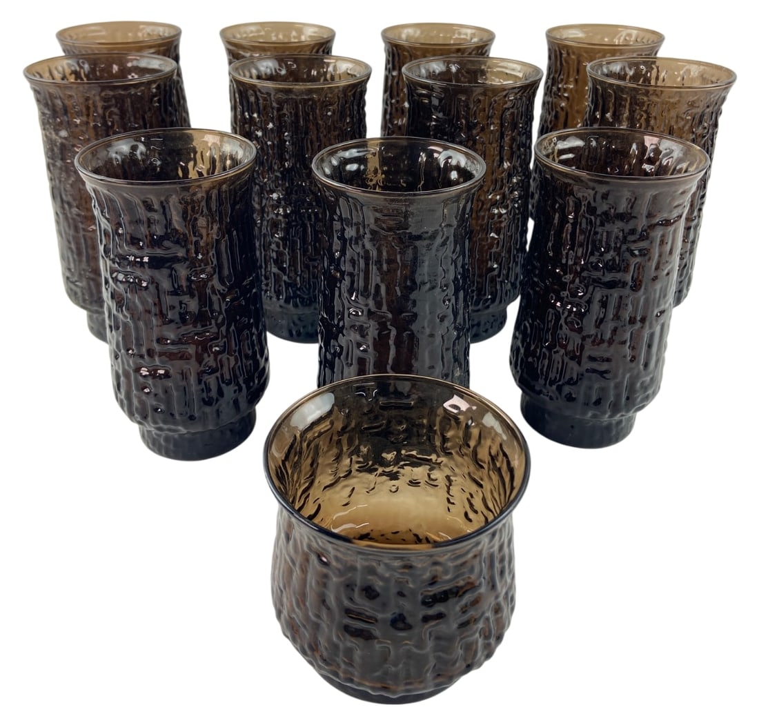 Anchor Hocking Brown Bark Textured Glasses Set 12 (1 of 5)