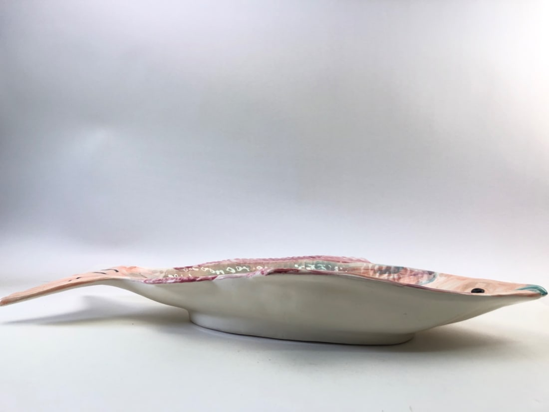 VTG Signed Studio Pottery Fish Platter Set - 3