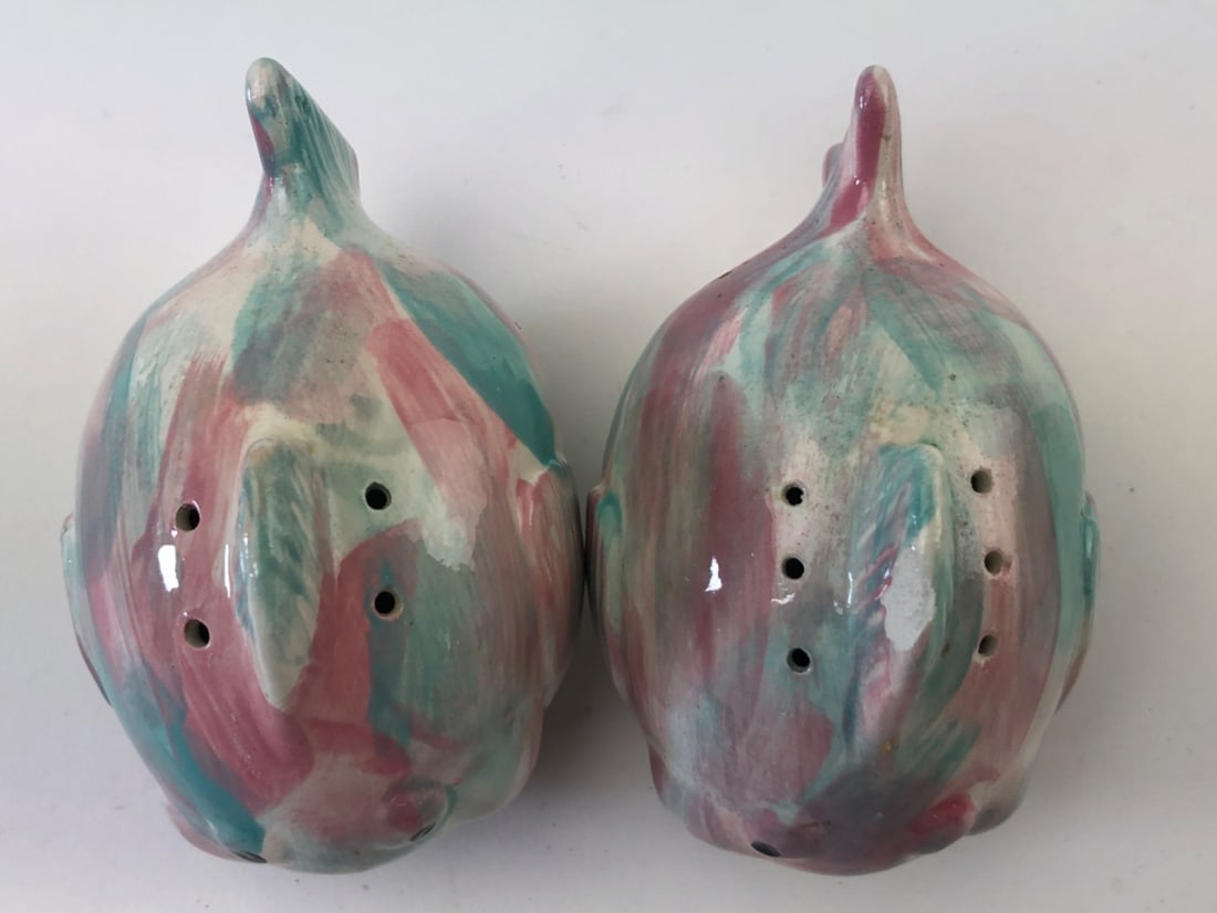 VTG Signed Studio Pottery Fish Platter Set - 7