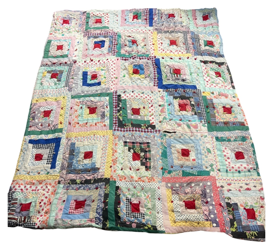 Vintage Patchwork Tied Quilt 52x81 (1 of 7)