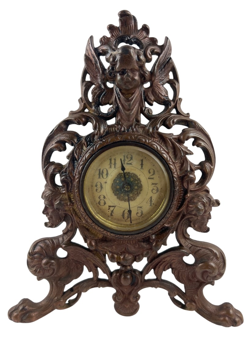 Baby Boy Ornate Cast Metal Mantel Clock (1 of 8)