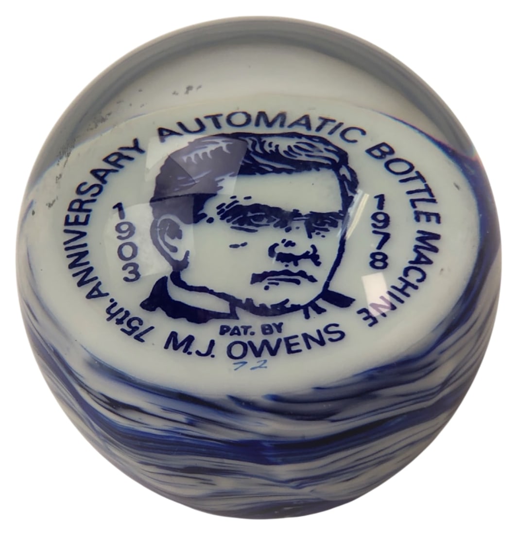 Owens-Illinois 75th Anniv Glass Paperweight (1 of 6)