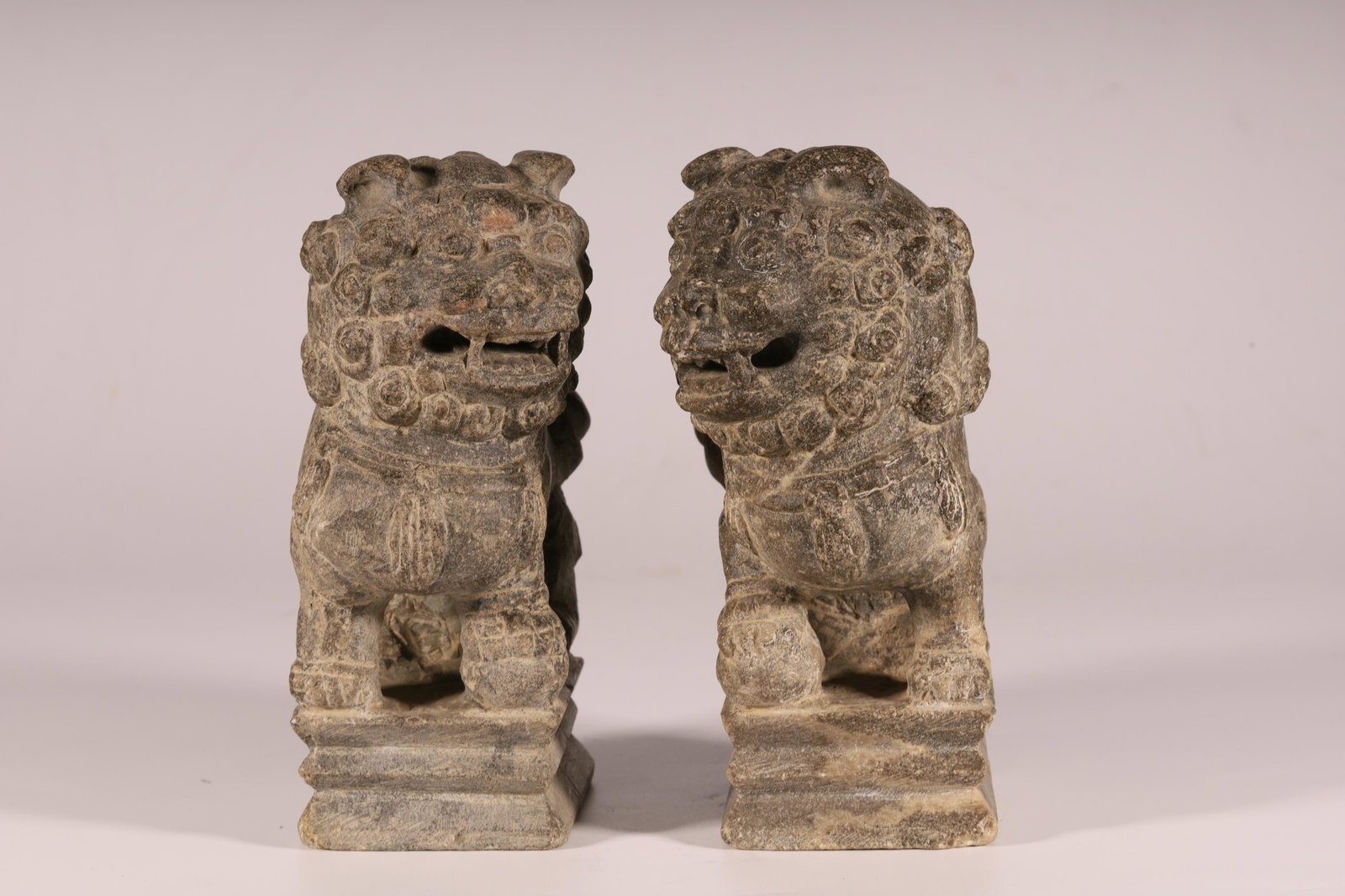 A Pair of Rare Stone Lions: A Pair of Rare Stone Lions Size:10.5cmX6cmX16cm Chinese Ming Dynasty