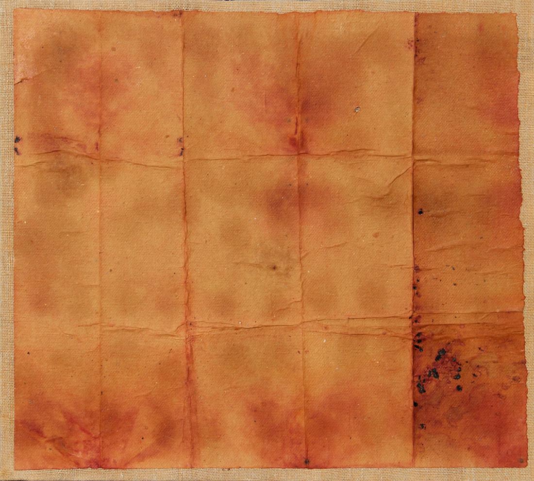 BOERO Renata, Germinazione: Germinazione 1970 natural elements on paper laid down on canvas cm. 42 x 46 Certificate issued by the artist M. Pasquali "Renata Boero", Carlo Cambi Editore, Siena 2011, p. 122 Signed, dated "Boero, 7