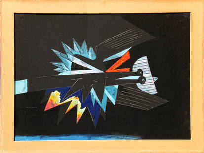 DOVA Gianni, Figura, 1965: gouache on cardboard laid down on hardboard, cm. 59x78Private collection, FlorenceGalleria La Barcaccia, RomeCollection Carlo F. Bilotti, CosenzaSigned "Dova" (lower left)Written, signed, dated