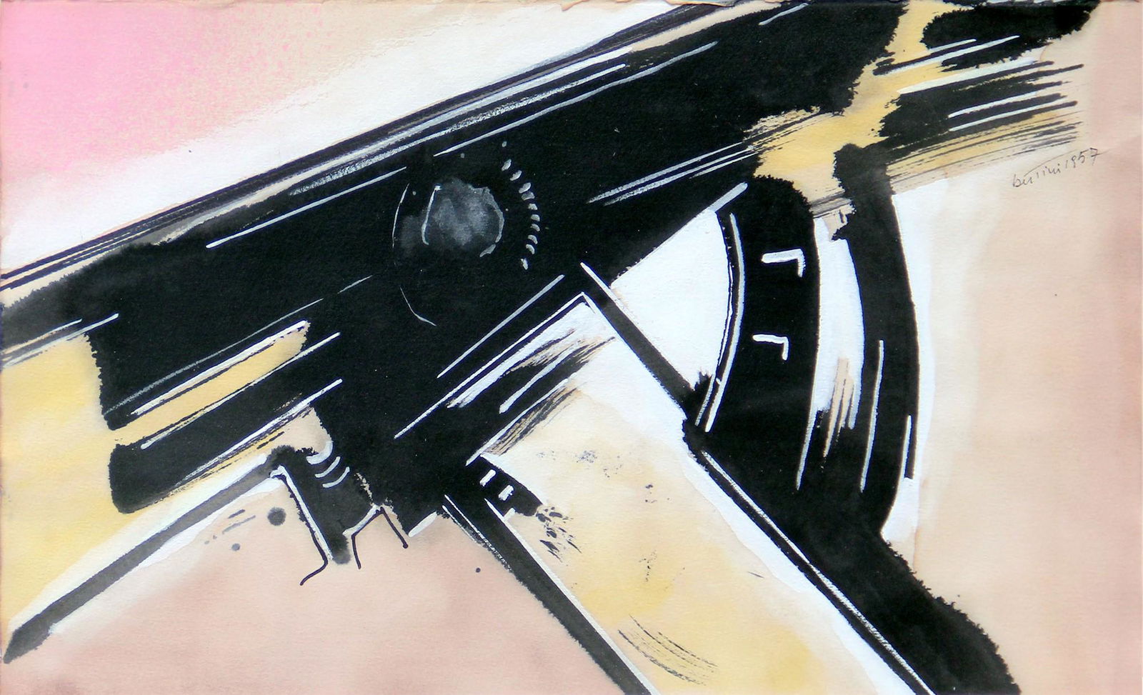 BERTINI Gianni, Untitled: BERTINI Gianni, Untitled, 1957, ink, watercolor and tempera on cardboard, cm 27x50,5Certificate issued by Associazione Gianni Bertini, signed by Thierry Bertini, dated 01/29/2018D. A. Abdal, W. Montin