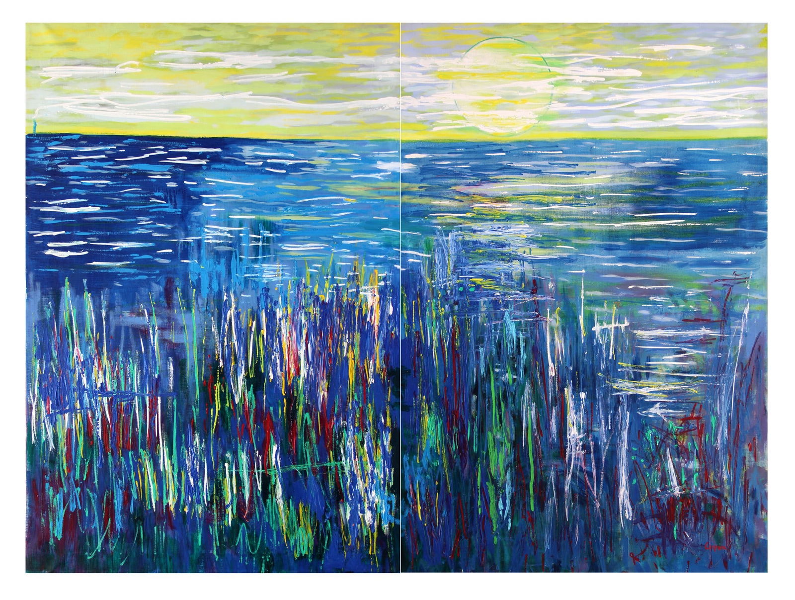 CORPORA Antonio, Luna e laguna, 1988, acrylic on canvas, cm 195x260: Certificate issued by Archivio Antonio Corpora, Giovanni di Summa F. De Santi "Corpora. Catalogo generale ragionato dei dipinti", vol. II, G. Di Summa, Rome 2009, p. 313, rif. 421 P. Restany "Antonio