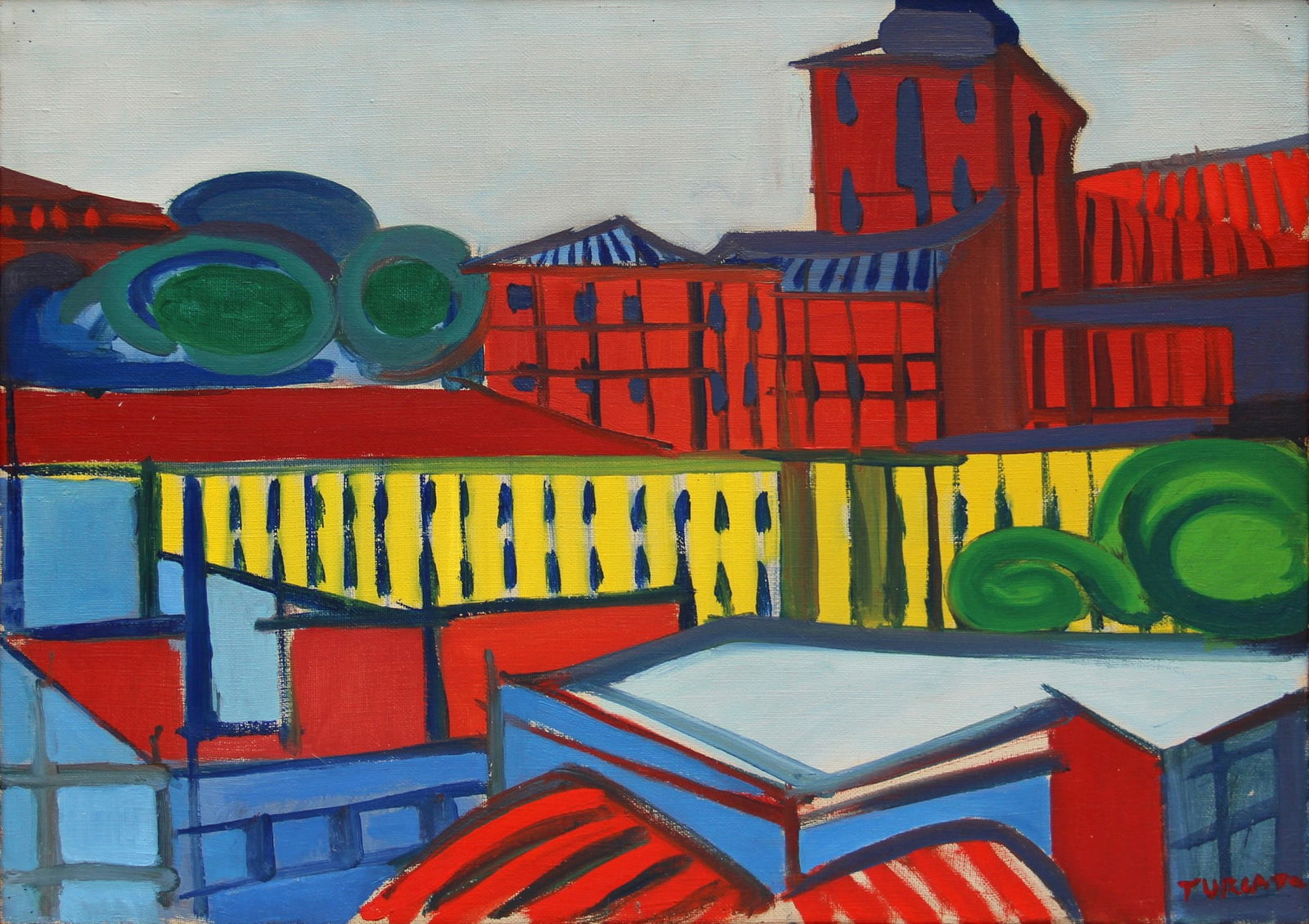 TURCATO Giulio, Villa medici, 1945, oil on canvas, cm 50x70: Certificate issued by Archivio Giulio Turcato, under no. ML190402EZ10KB, signed by Ettore Caruso "Turcato", De Luca Editore-Arnoldo Mondadori Editore, Roma 1986, p. 13, ill. Natale collection, Rom eGa