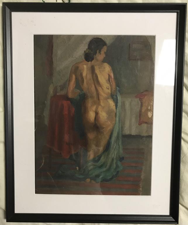Painting by KH Ara: K H Ara famous Indian Painter (1914 -1985) He is seen as the first Indian contemporary painter to use female nude as the subject .He was one of the founder members of the progressive artists group mum