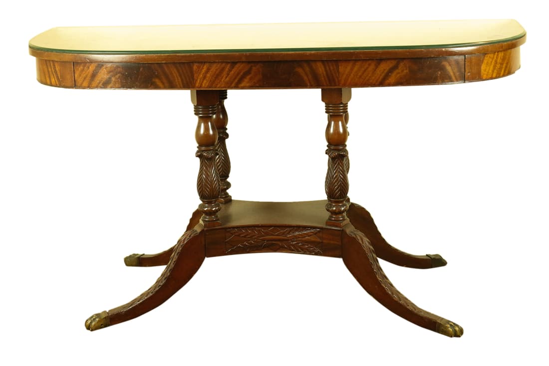 DUNCAN PHYFE STYLE MAHOGANY WOOD PIER TABLE: From Waldorf Astoria Hotels, high-class and antique furniture / furniture / Dimension 32x59x24 inch