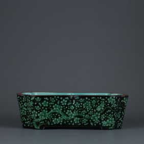 Ink ground green color plum blossom pattern narcissus basin