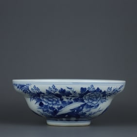 BLUE&WHITE GLAZE FLOWER PATTERN BOWL