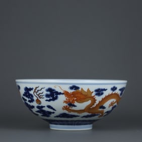 BLUE&WHITE GLAZE DRAGON PATTERN BOWL