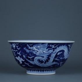 BLUE&WHITE GLAZE DRAGON PATTERN BOWL