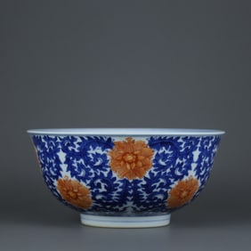 BLUE&WHITE GLAZE FLOWER PATTERN BOWL