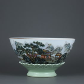 FAMILLE ROSE GLAZE CARVED BOWL