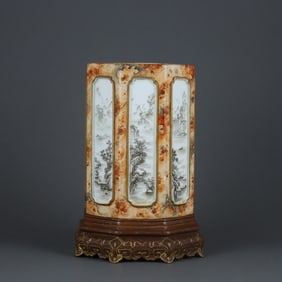 Stone pattern glaze window ink landscape pattern eight-sided pen holder