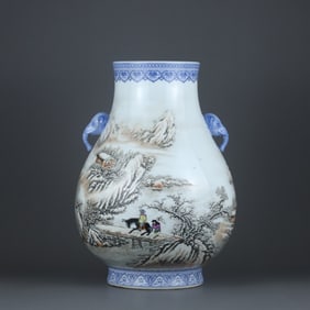 Snow Scene Snow Snow Searching for Plum Elephant Ear Vase