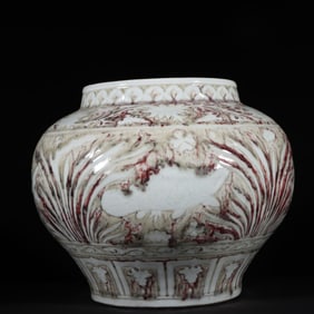 UNDERGLAZE RED GLAZE FISH PATTERN JAR