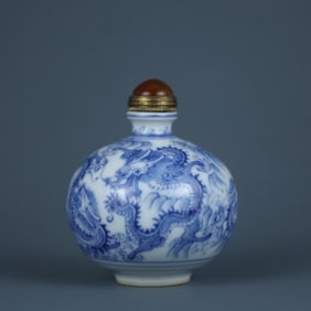 BLUE&WHITE GLAZE DRAGON PATTERN SNUFF BOTTLE