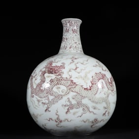 UNDERGLAZE RED GLAZE DRAGON PATTERN VASE