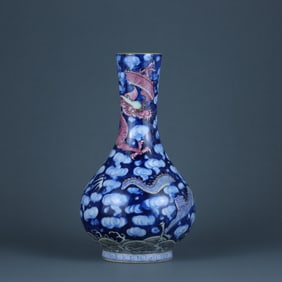 ENAMELED GLAZE CARVED DRAGON PATTERN VASE