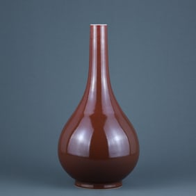 UNDERGLAZE RED GLAZE CARVED VASE